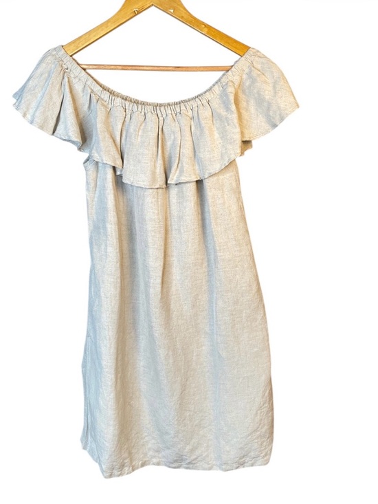 Tommy Bahama Dresses & Skirts - Tommy Bahama One-Shoulder Ruffle Dress in Light Beige